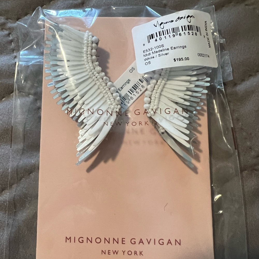 Mignonne Gavigan Midi Madeline BRAND NEW white and silver with canvas bag